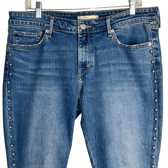 Levi’s 711 Skinny Blue Studded Jeans Mid Rise Stretch Denim – Women’s Size 32” - Picture 2 of 7